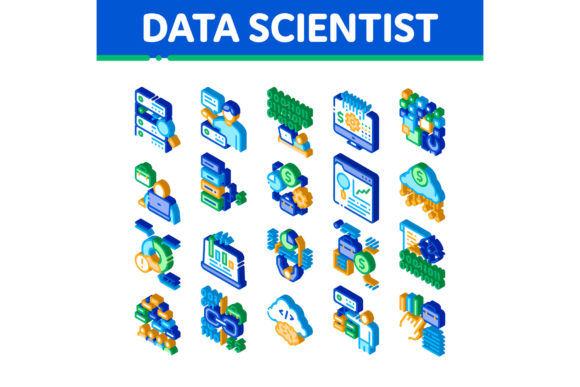 Data Scientist Worker Isometric Icons Set Vector