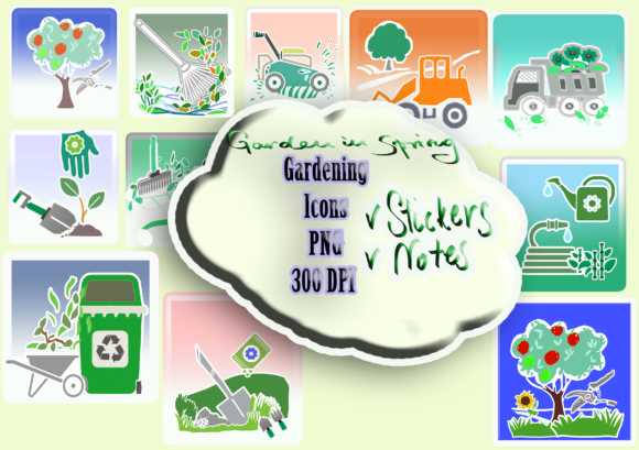 Gardening Spring Elements Stickers for Creative Projects